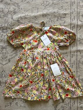 paade Meadow Multicolor Poppy & Peony Floral Tie-Back Girls' Dress